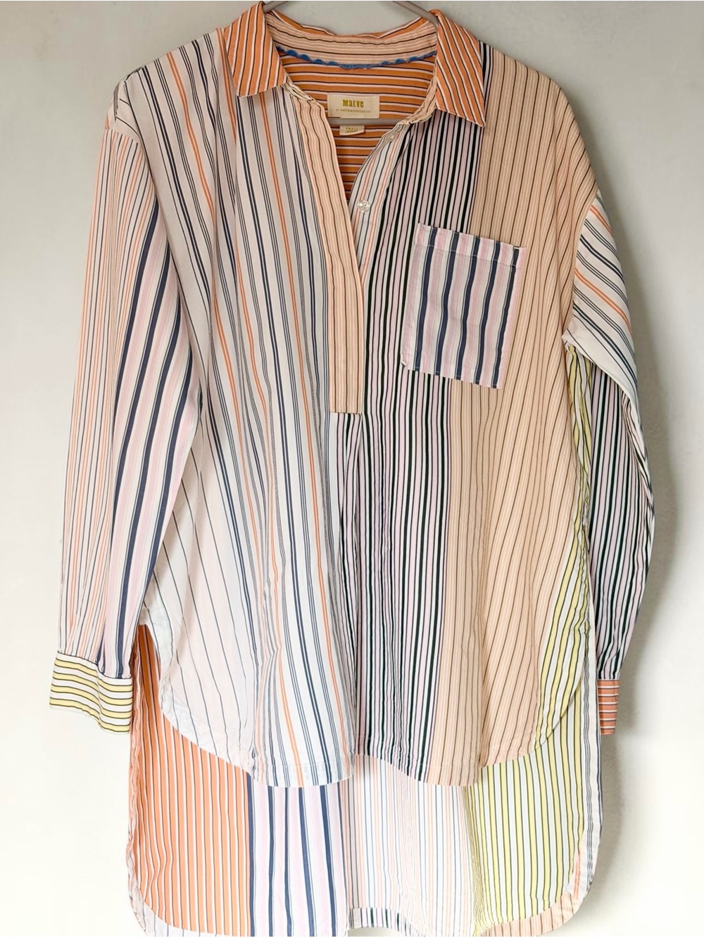 Maeve Oversized Multicolored Cotton Boyfriend Shirt Size Small EUC
